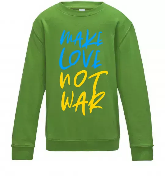 Детский Свитшот Make love not war text Лаймовый фото