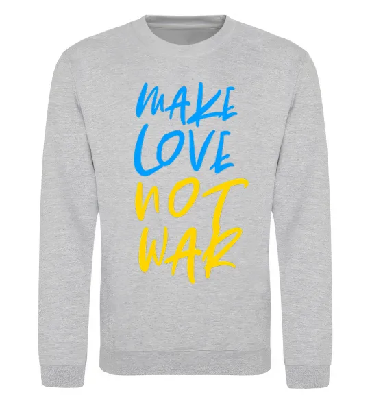 Свитшот Make love not war text Серый меланж фото