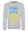 Свитшот Make love not war text Серый меланж фото