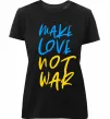 Женская премиум футболка Make love not war text Черный фото