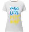 Женская премиум футболка Make love not war text Белый фото