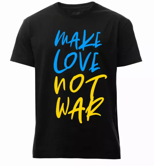 Мужская премиум футболка Make love not war text Черный фото