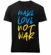 Мужская премиум футболка Make love not war text Черный фото