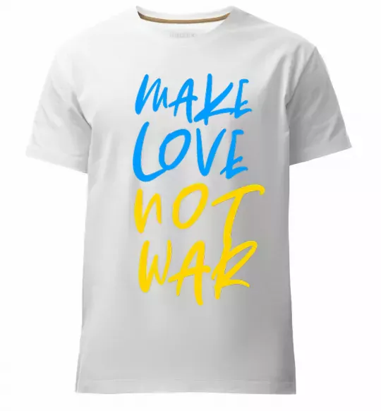 Мужская премиум футболка Make love not war text Белый фото