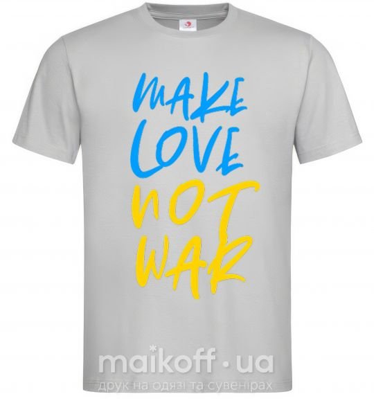 Чоловіча футболка Make love not war text Сірий фото