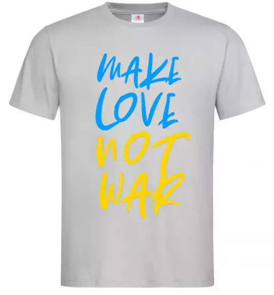 Чоловіча футболка Make love not war text Сірий фото