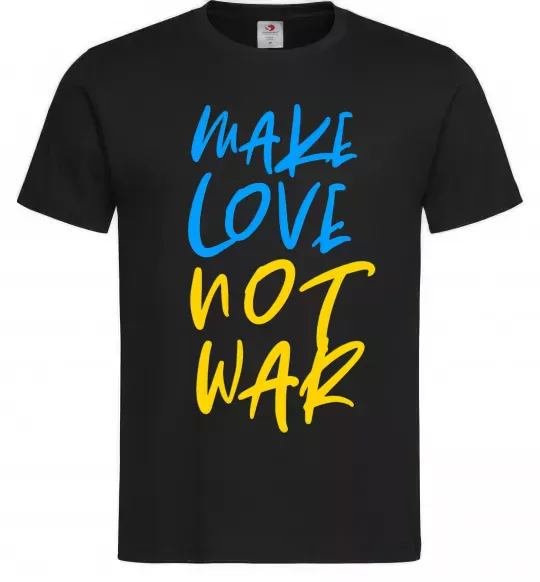 Чоловіча футболка Make love not war text Чорний фото