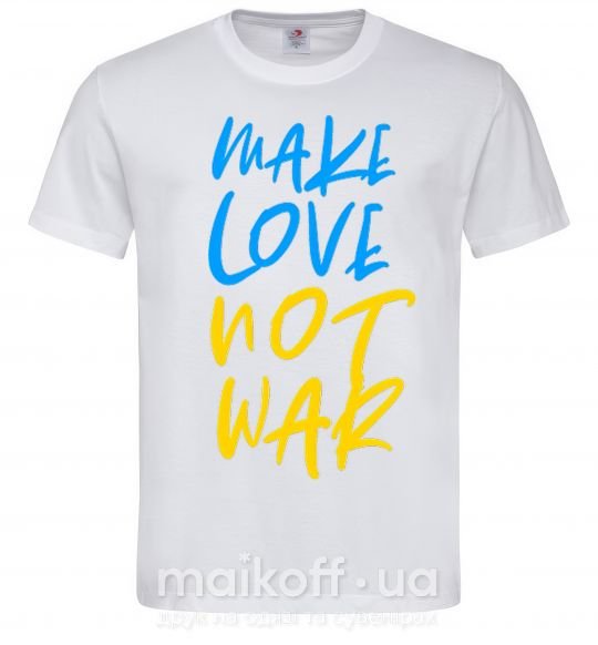 Чоловіча футболка Make love not war text Білий фото