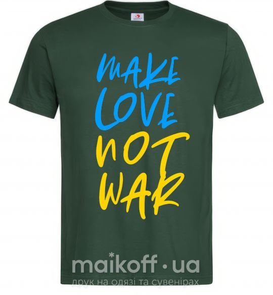 Чоловіча футболка Make love not war text Темно-зелений фото