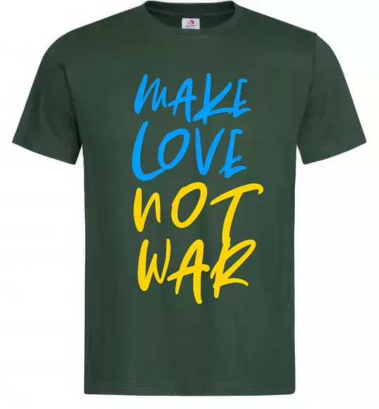 Чоловіча футболка Make love not war text Темно-зелений фото