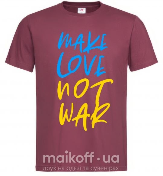 Чоловіча футболка Make love not war text Бордовий фото