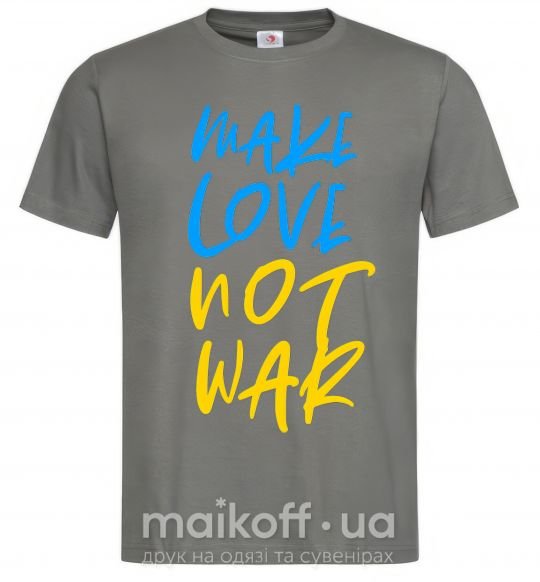 Чоловіча футболка Make love not war text Графіт фото