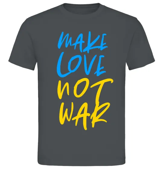 Чоловіча футболка Make love not war text Графіт фото