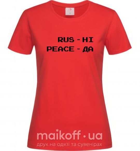 Жіноча футболка Rus ні peace да Червоний фото