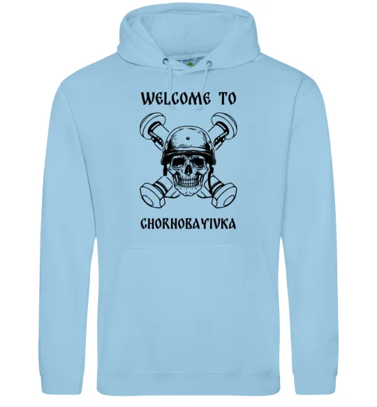 Мужская толстовка (худи) Welcome to Chornobayivka Голубой фото