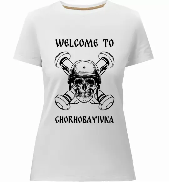 Женская премиум футболка Welcome to Chornobayivka Белый фото