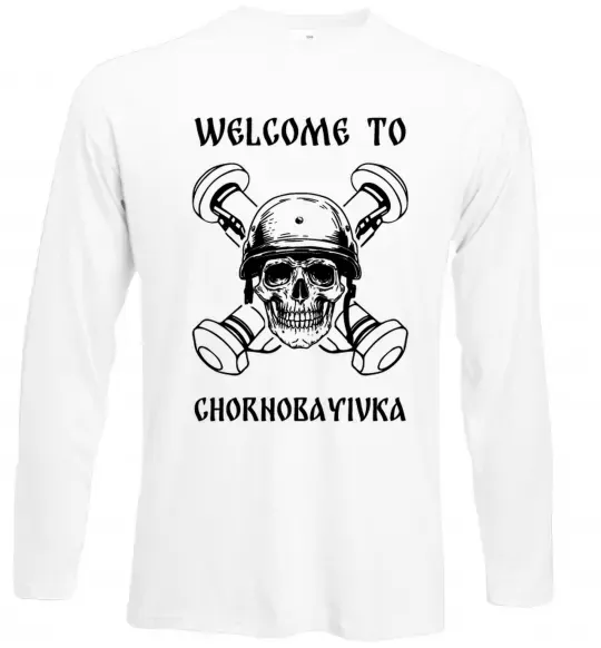 Лонгслив Welcome to Chornobayivka Белый фото