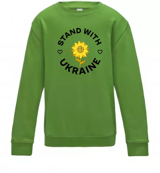 Детский Свитшот Stand with Ukraine sunflower Лаймовый фото