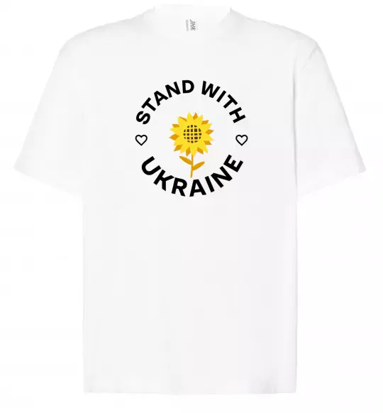 Футболка Оверсайз Stand with Ukraine sunflower Білий фото