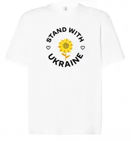 Футболка Оверсайз Stand with Ukraine sunflower Белый фото