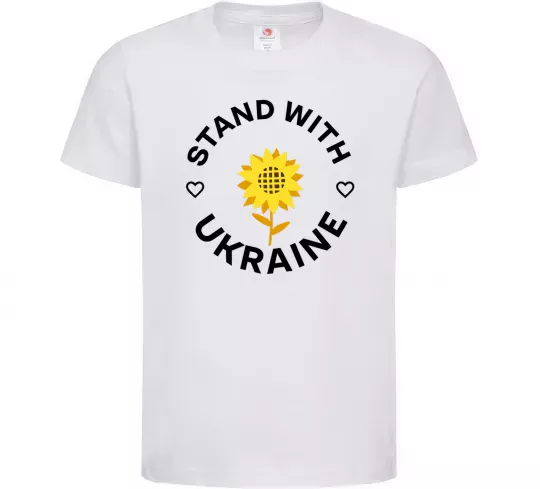 Дитяча футболка Stand with Ukraine sunflower Білий фото