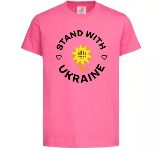 Дитяча футболка Stand with Ukraine sunflower Яскраво-рожевий фото