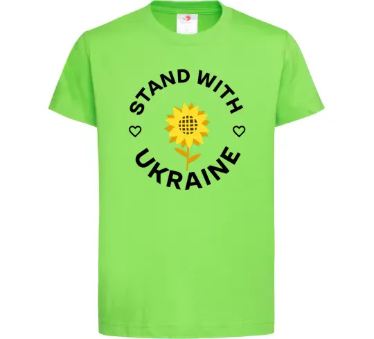 Дитяча футболка Stand with Ukraine sunflower Лаймовий фото
