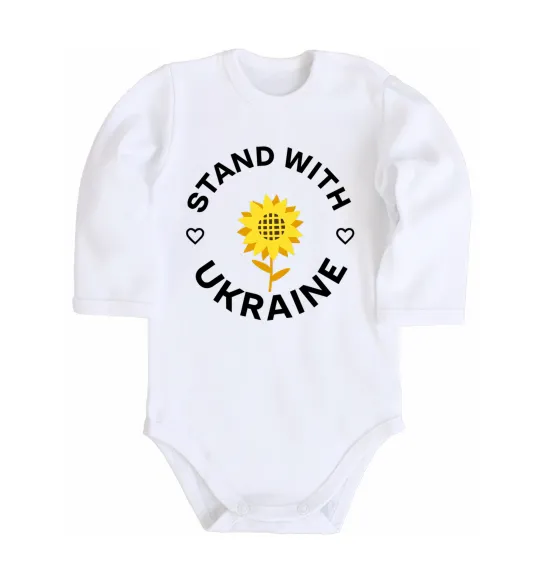 Детский боди Stand with Ukraine sunflower Белый фото