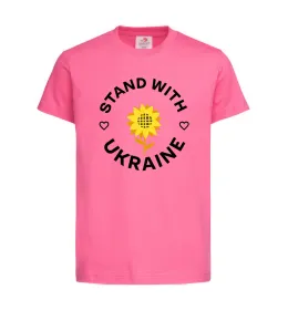 Детская футболка Stand with Ukraine sunflower Ярко-розовый фото