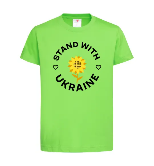 Дитяча футболка Stand with Ukraine sunflower Лаймовий фото