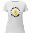 Женская премиум футболка Stand with Ukraine sunflower Белый фото