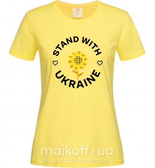 Женская футболка Stand with Ukraine sunflower Лимонный фото