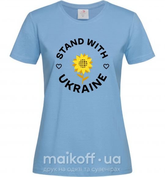 Жіноча футболка Stand with Ukraine sunflower Блакитний фото