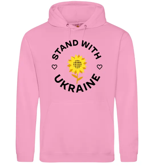 Женская толстовка (худи) Stand with Ukraine sunflower Розовый фото