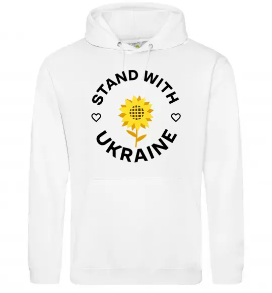 Женская толстовка (худи) Stand with Ukraine sunflower Белый фото