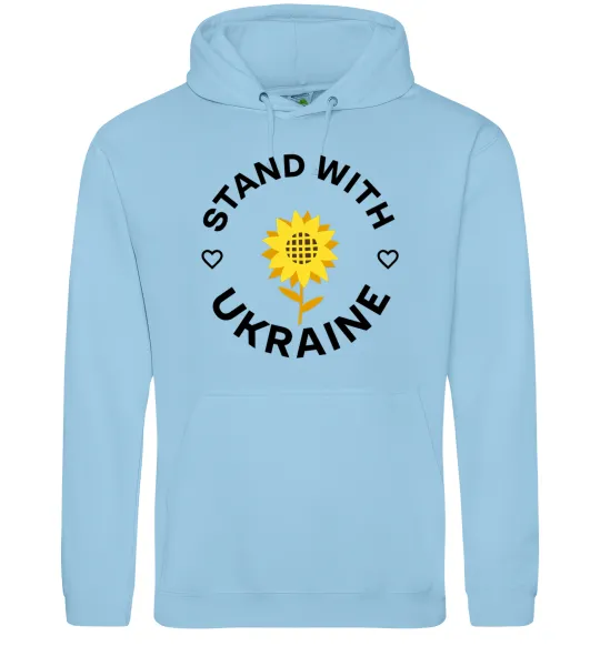 Женская толстовка (худи) Stand with Ukraine sunflower Голубой фото