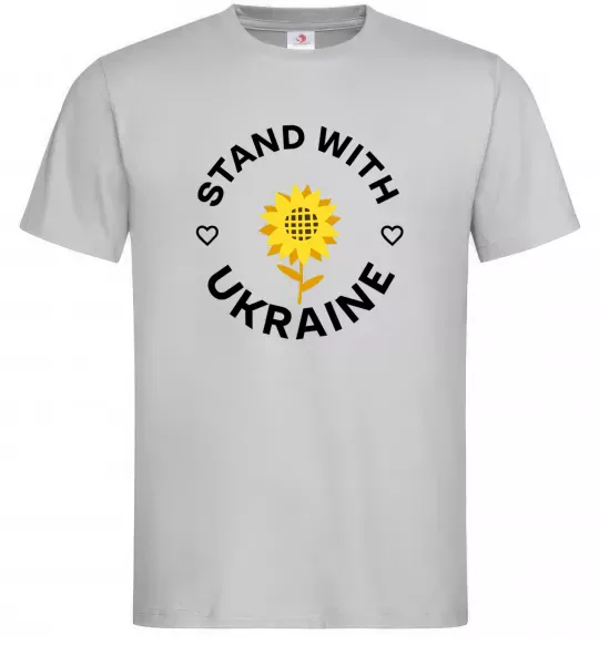 Чоловіча футболка Stand with Ukraine sunflower Сірий фото