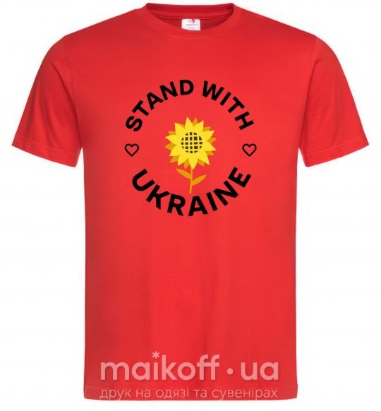 Чоловіча футболка Stand with Ukraine sunflower Червоний фото
