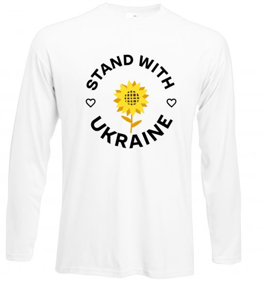 Лонгслів Stand with Ukraine sunflower Білий фото