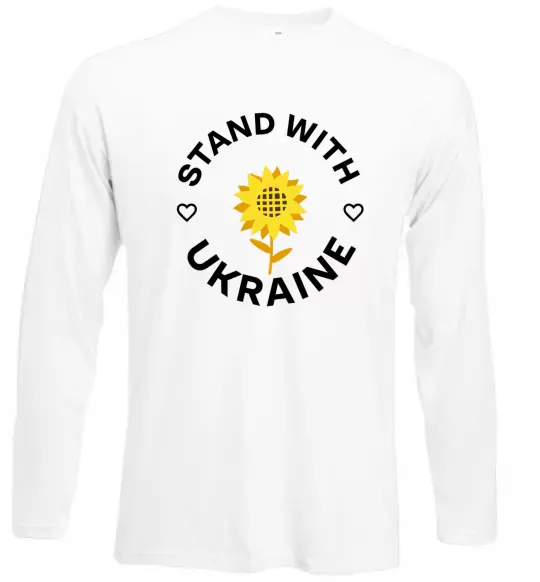 Лонгслив Stand with Ukraine sunflower Белый фото