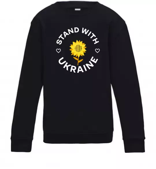Детский Свитшот Stand with Ukraine sunflower Черный фото