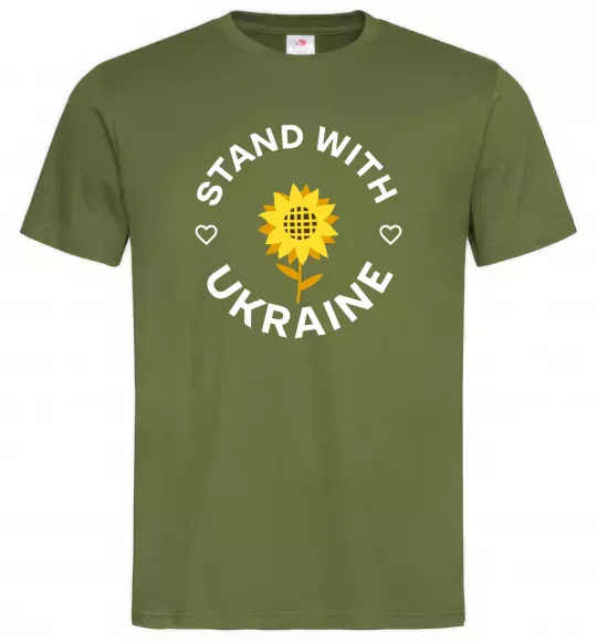 Чоловіча футболка Stand with Ukraine sunflower Оливковий фото