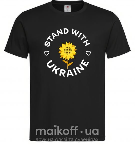 Чоловіча футболка Stand with Ukraine sunflower Чорний фото
