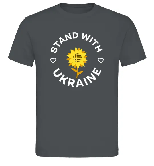 Чоловіча футболка Stand with Ukraine sunflower Графіт фото