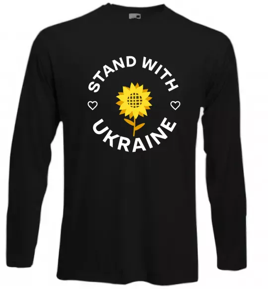 Лонгслив Stand with Ukraine sunflower Черный фото