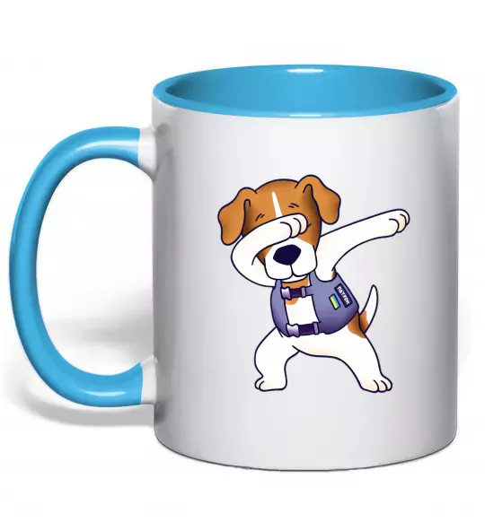 Чашка с цветной ручкой Пес Патрон Голубой фото