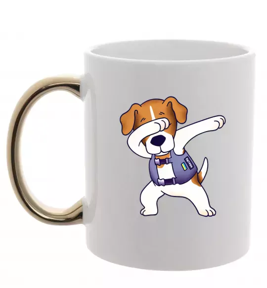 Чашка с цветной ручкой Пес Патрон Золото фото