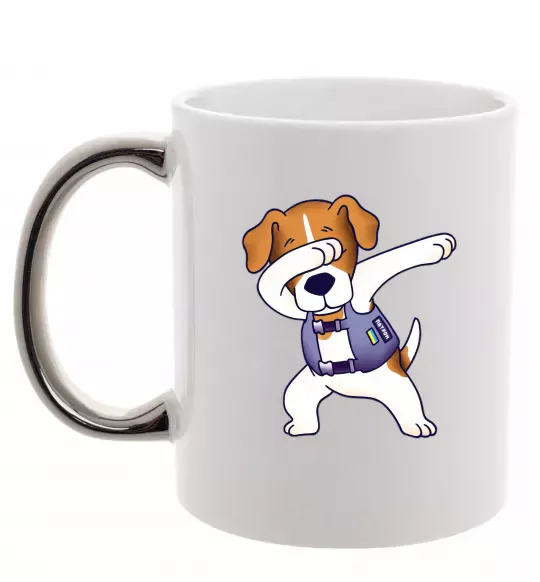 Чашка с цветной ручкой Пес Патрон Серебро фото