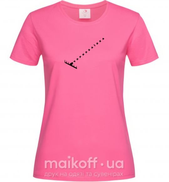Женская футболка Чорнобаївка граблі Ярко-розовый фото