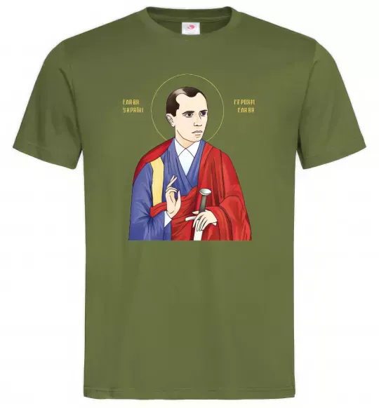 Чоловіча футболка Бандера Слава Україні Оливковий фото